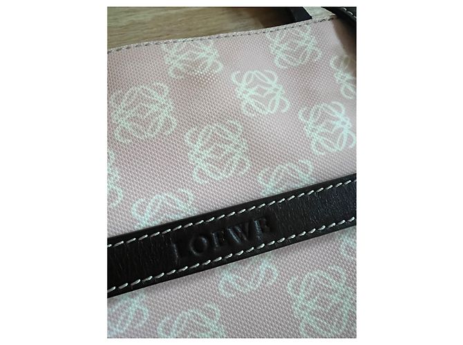 Borsa Loewe Rosa e Bianca in Tela e Pelle - vista 5