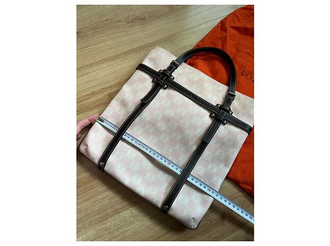Borsa Loewe Rosa e Bianca in Tela e Pelle - vista 8