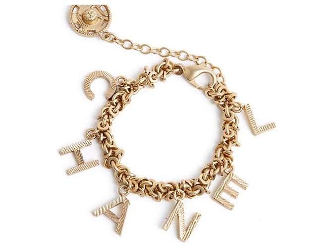 Bracciale Chanel in metallo dorato con lettere D'oro - vista 2