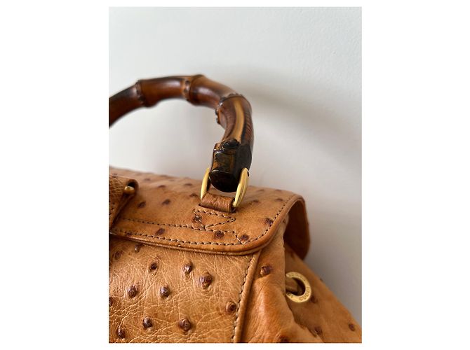 Bamboo RARO zaino Gucci in struzzo di bambù - 90S Marrone chiaro - vista 11
