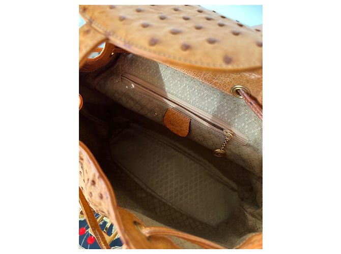 Bamboo RARO zaino Gucci in struzzo di bambù - 90S Marrone chiaro - vista 13
