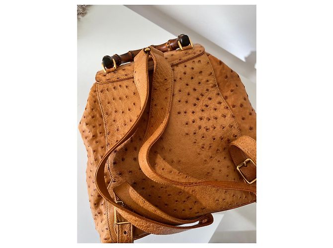 Bamboo RARO zaino Gucci in struzzo di bambù - 90S Marrone chiaro - vista 2