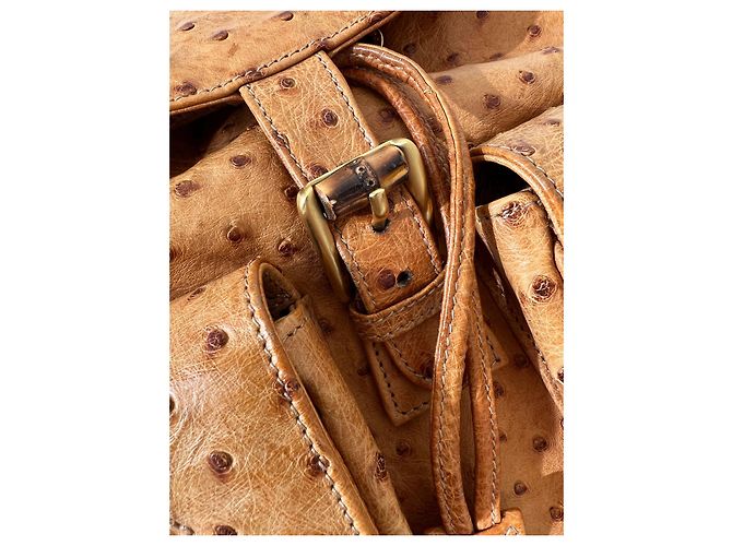 Bamboo RARO zaino Gucci in struzzo di bambù - 90S Marrone chiaro - vista 3