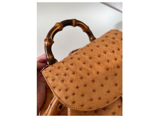 Bamboo RARO zaino Gucci in struzzo di bambù - 90S Marrone chiaro - vista 8