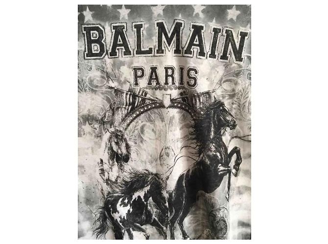 BALMAIN Camiseta ancha de punto de lino Gris - vista 2