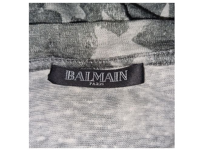 BALMAIN Camiseta ancha de punto de lino Gris - vista 4