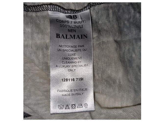 BALMAIN Camiseta ancha de punto de lino Gris - vista 5