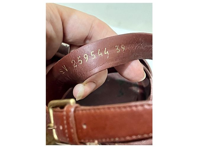 Yves Saint Laurent Sandali con zeppa YSL Deauville Taurillon in pelle marrone Castagno - vista 7