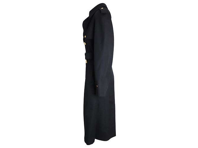 Céline Celine gefütterter Trenchcoat mit Gürtel aus schwarzer Wolle - Ansicht 3