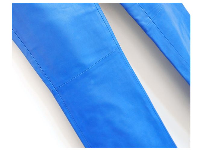 Céline Celine Primavera 2000 Calça de Couro Azul Cerúleo - vista 3