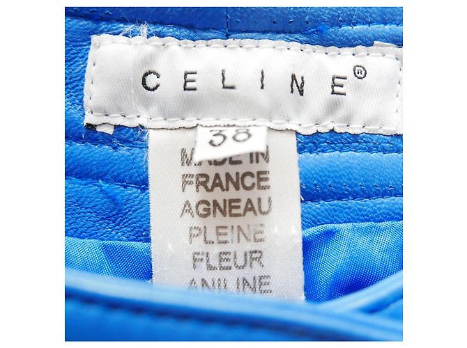 Céline Celine Primavera 2000 Calça de Couro Azul Cerúleo - vista 5