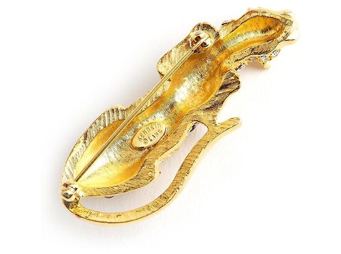 Kenneth Jay Lane Spilla di Pantera di cristallo Gold hardware - vista 3