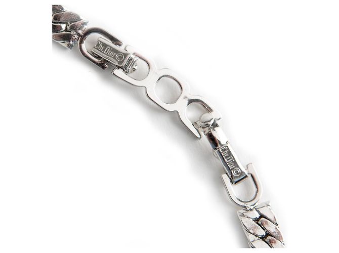 Collana girocollo a catena Christian Dior in metallo argentato Argento - vista 3