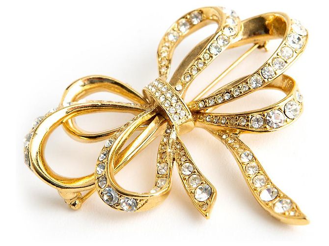 Spilla a Fiocco Kenneth Jay Lane Oro e Strass D'oro - vista 2