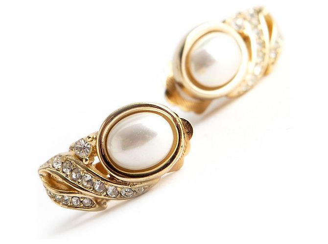 Orecchini a clip Christian Dior oro con perle e cristalli D'oro - vista 2