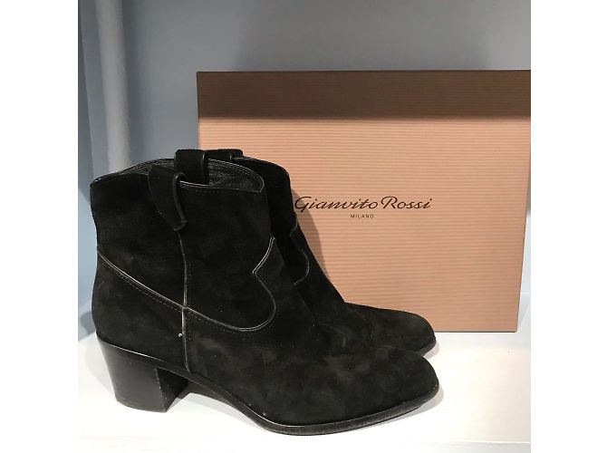 GIANVITO ROSSI Stivaletti T.EU 39.5 Camoscio Nero - vista 7