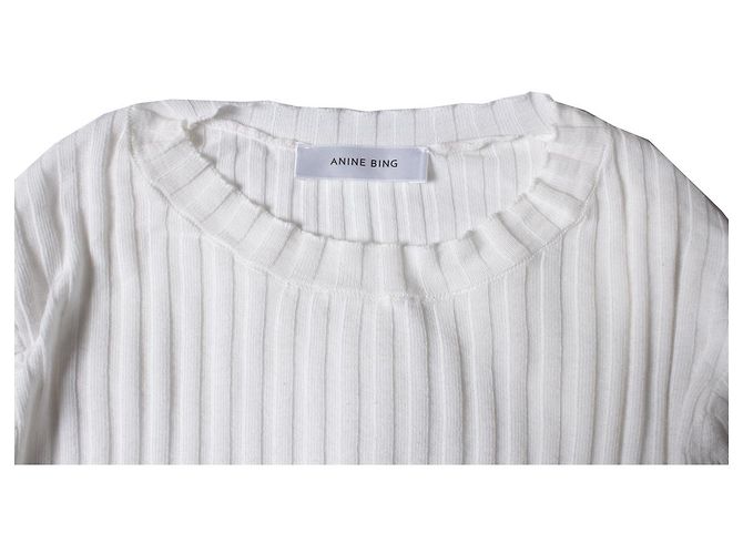 Autre Marque Anine Bin, Geripptes Stretch-Top in Weiß - Ansicht 6