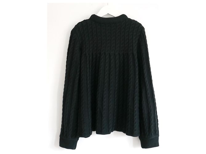 Pull en maille torsadée cannelée Manoush Vert foncé - vue 3