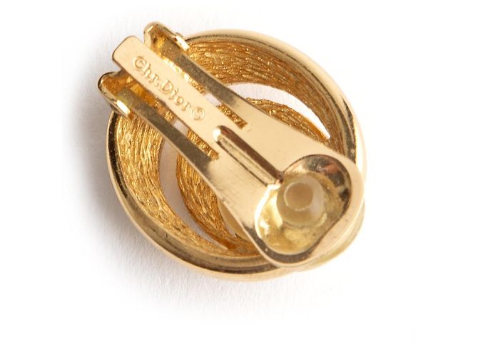 Orecchini Christian Dior Ovali Oro Cristalli e Perle Finto D'oro - vista 3