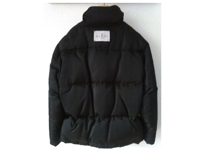 GUCCI JACKET BLACK DOWN JACKET WITH FUR COLLAR. - view 2