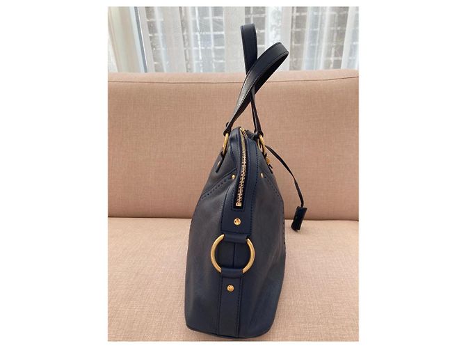 Muse II Bolsa Yves Saint Laurent em couro de avestruz azul - vista 4