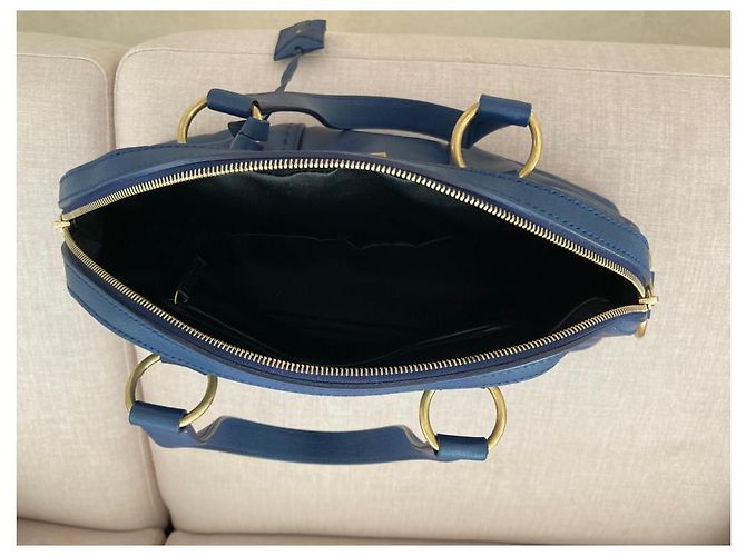 Muse II Bolsa Yves Saint Laurent em couro de avestruz azul - vista 5