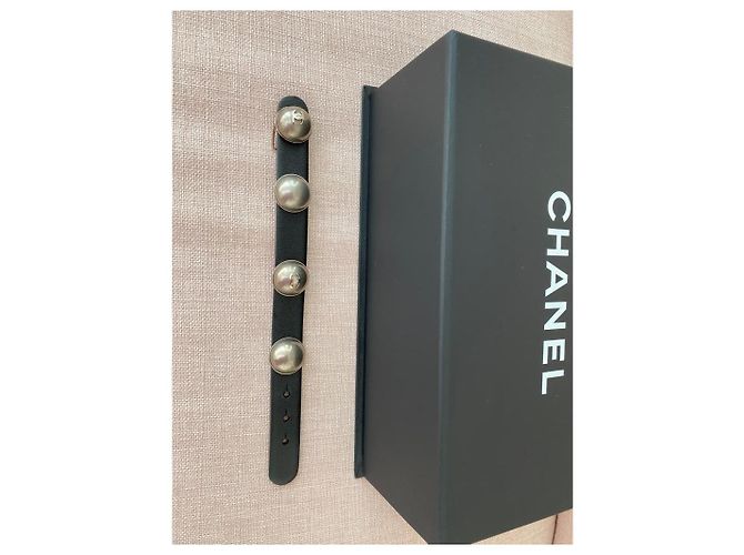 Bracciale Chanel in pelle nera Nero - vista 2