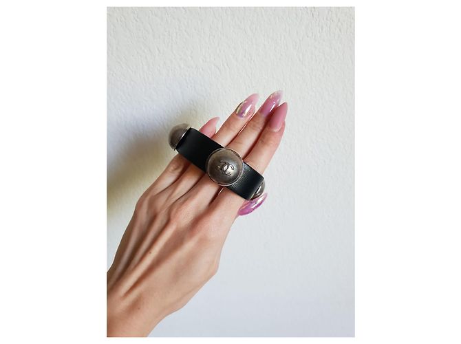 Bracciale Chanel in pelle nera Nero - vista 9