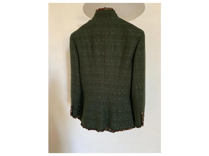 Chanel Jacke aus grüner Wolle - Ansicht 2