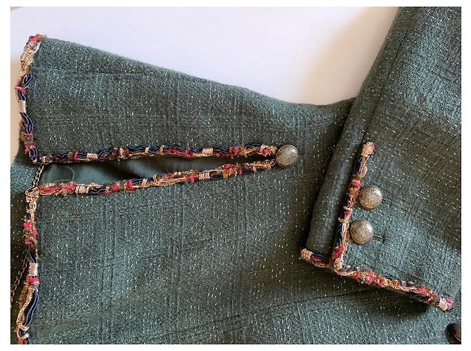 Chanel Jacke aus grüner Wolle - Ansicht 4