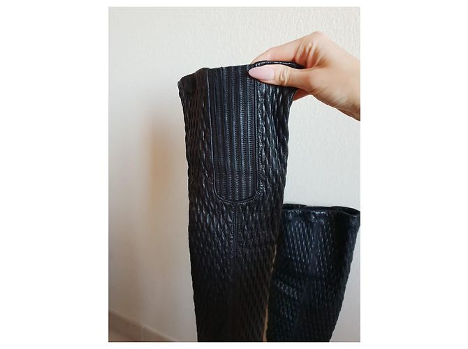 Botas Chanel de piel negra Negro - vista 3