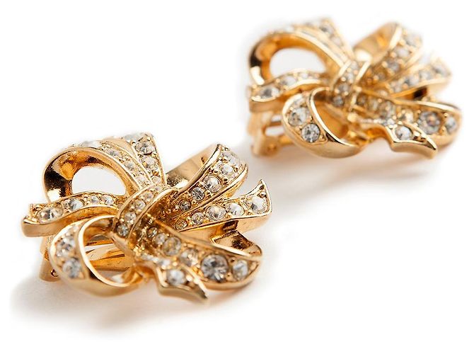 Orecchini a fiocco con strass dorati Kenneth Jay Lane D'oro - vista 2