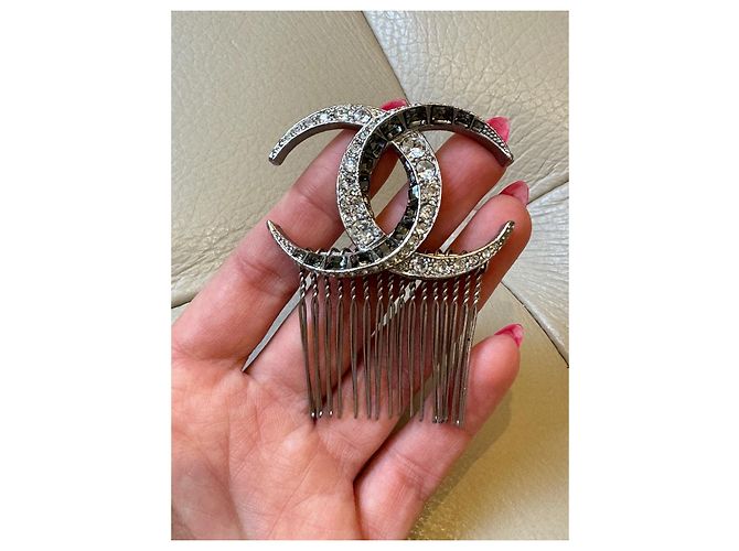 Accessorio per capelli Chanel CC argento metallo - vista 6