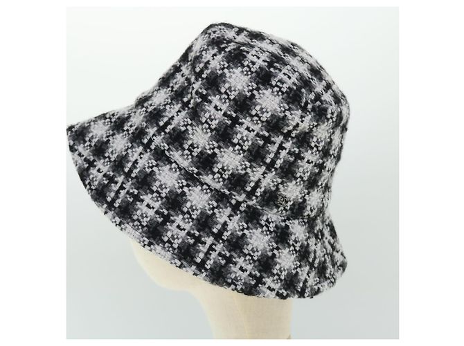 CHANEL COCO Mark Cappello Lana S Bianco Nero CC Auth am4943 - vista 4