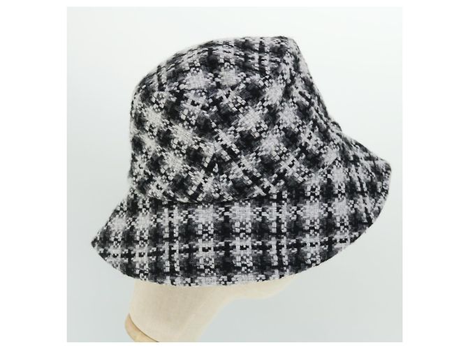 CHANEL COCO Mark Cappello Lana S Bianco Nero CC Auth am4943 - vista 5
