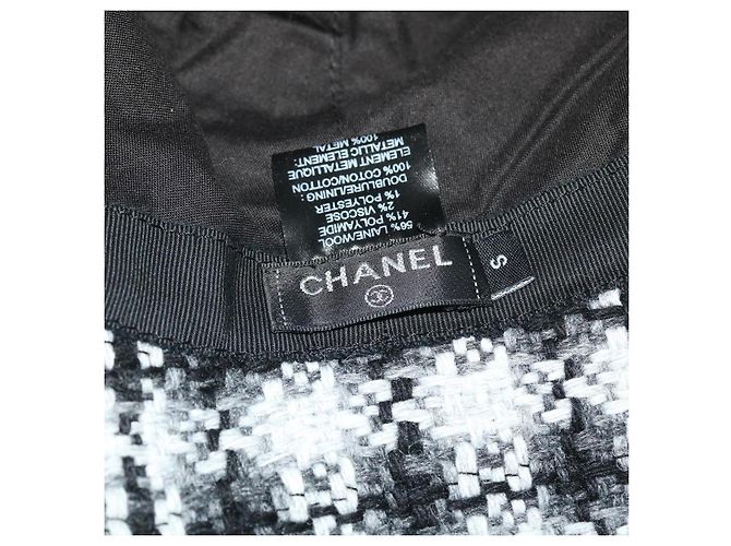 CHANEL COCO Mark Cappello Lana S Bianco Nero CC Auth am4943 - vista 8