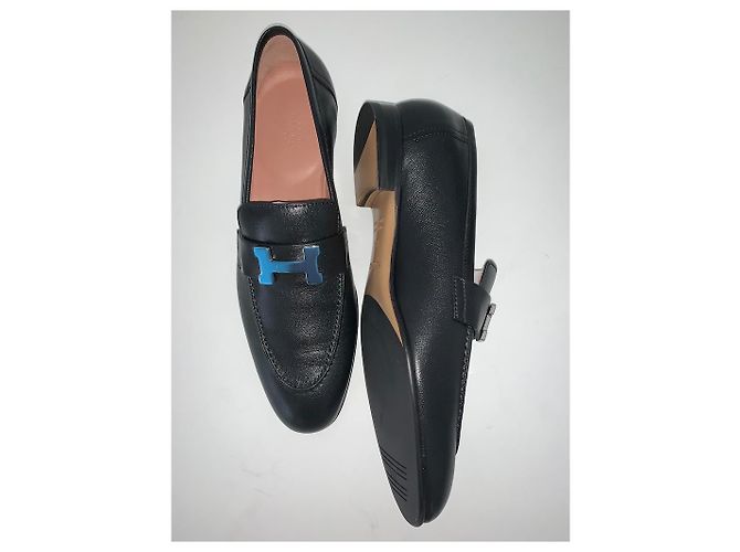 Ballerine Hermès in pelle nera taglia 38.5 Nero - vista 2