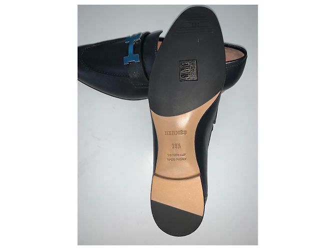 Ballerine Hermès in pelle nera taglia 38.5 Nero - vista 3