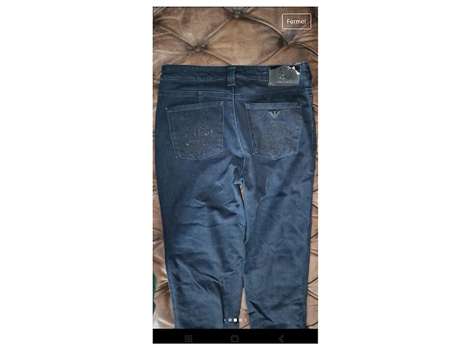 Armani Jeans Vaqueros slim Armani azul marino de poliéster - vista 2