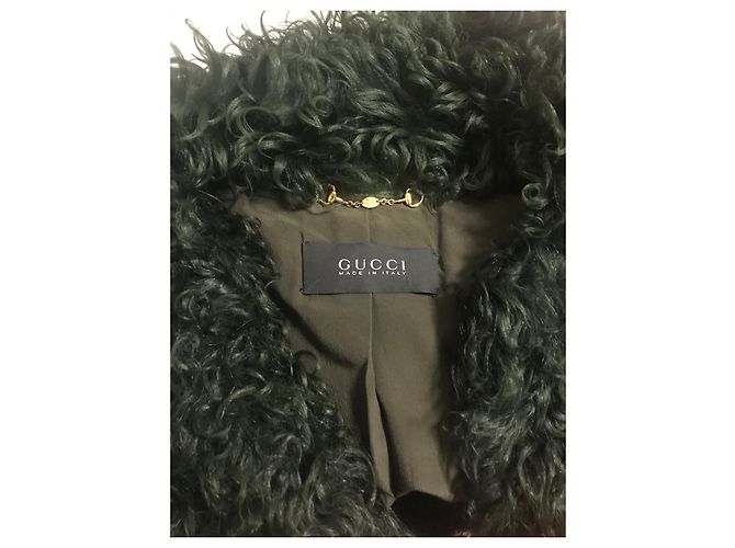 Gucci Tom Ford Faux Curly Shearling Jacke Dunkelgrün - Ansicht 2
