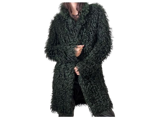 Gucci Tom Ford Faux Curly Shearling Jacke Dunkelgrün - Ansicht 3