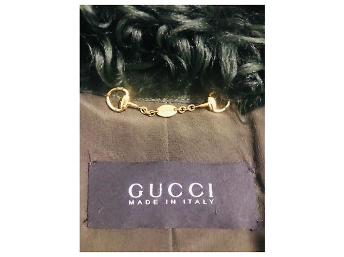 Gucci Tom Ford Faux Curly Shearling Jacke Dunkelgrün - Ansicht 4