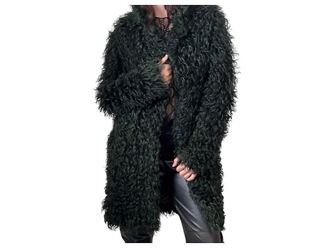 Gucci Tom Ford Faux Curly Shearling Jacke Dunkelgrün - Ansicht 7