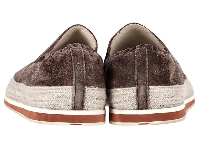 Scarpe da ginnastica espadrillas Prada Sport in pelle scamosciata marrone - vista 4