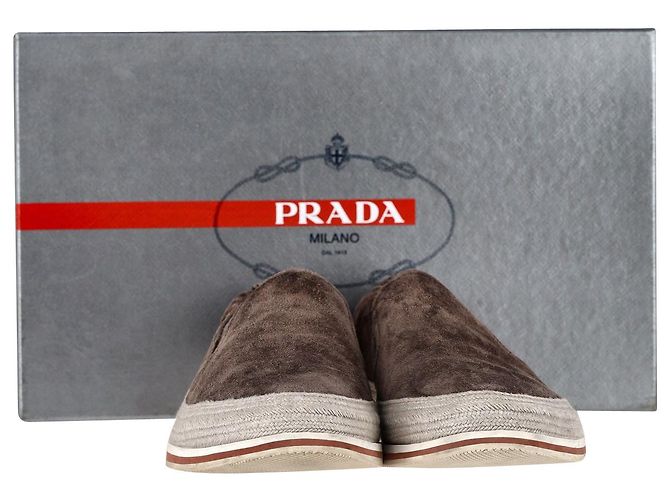 Scarpe da ginnastica espadrillas Prada Sport in pelle scamosciata marrone - vista 7