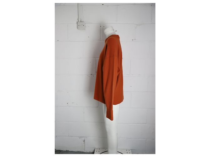 Jason Wu Side-Up-Pullover mit Rundhalsausschnitt aus orangefarbenem Kaschmir - Ansicht 2