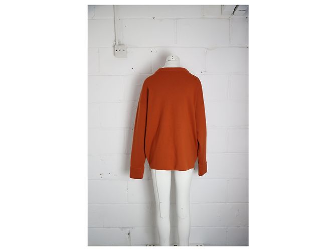 Jason Wu Side-Up-Pullover mit Rundhalsausschnitt aus orangefarbenem Kaschmir - Ansicht 3