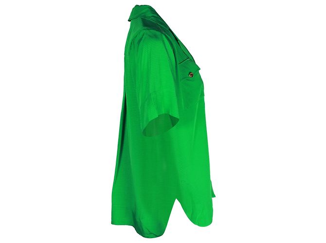 Camisa Ganni Ripstop Kelly de viscosa verde - vista 2