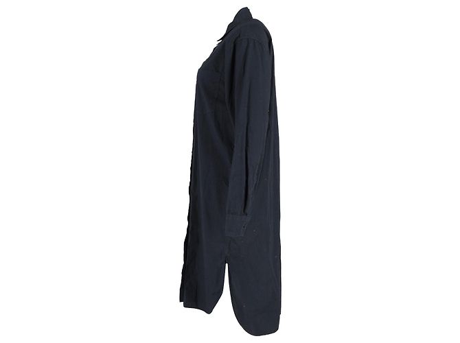 Dries Van Noten Hemdkleid aus marineblauem Polyester - Ansicht 2