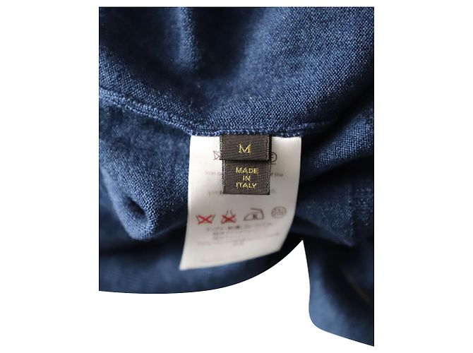 Louis Vuitton Pullover mit Ellenbogen-Patch-Logo-Stickerei aus blauer Wolle - Ansicht 4